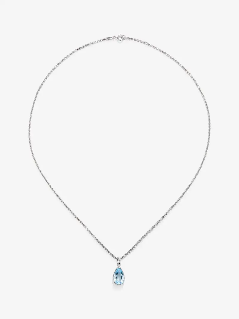 Colgante de plata 925 con topacio azul sky en talla pera