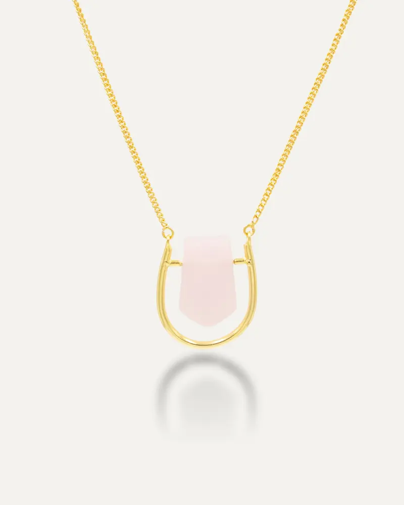 Colgante Dorado Krish Cuarzo Rosa