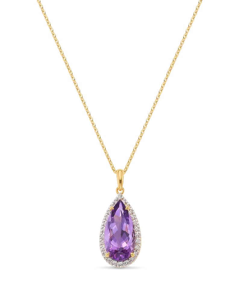 Colgante Drop amatista, plata dorada