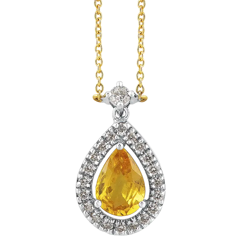 Colgante Elisabeth Zafiro amarillo y diamantes, oro bicolor