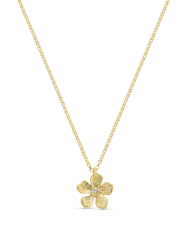 Colgante Flor, plata dorada