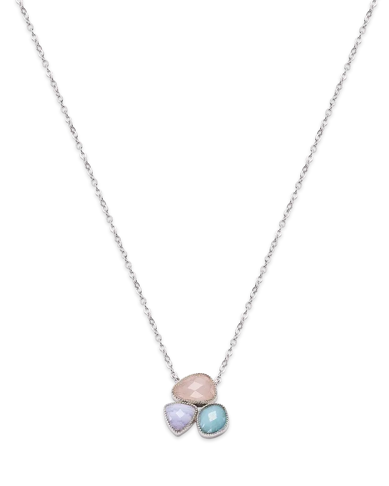 Colgante Flora calcedonia, amazonita, cuarzo rosa, plata