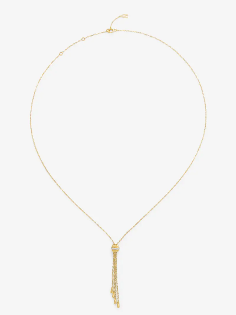 Colgante gallonado de oro blanco y amarillo de 18K con pavé de diamantes en talla brillante con un total de 0,11 cts