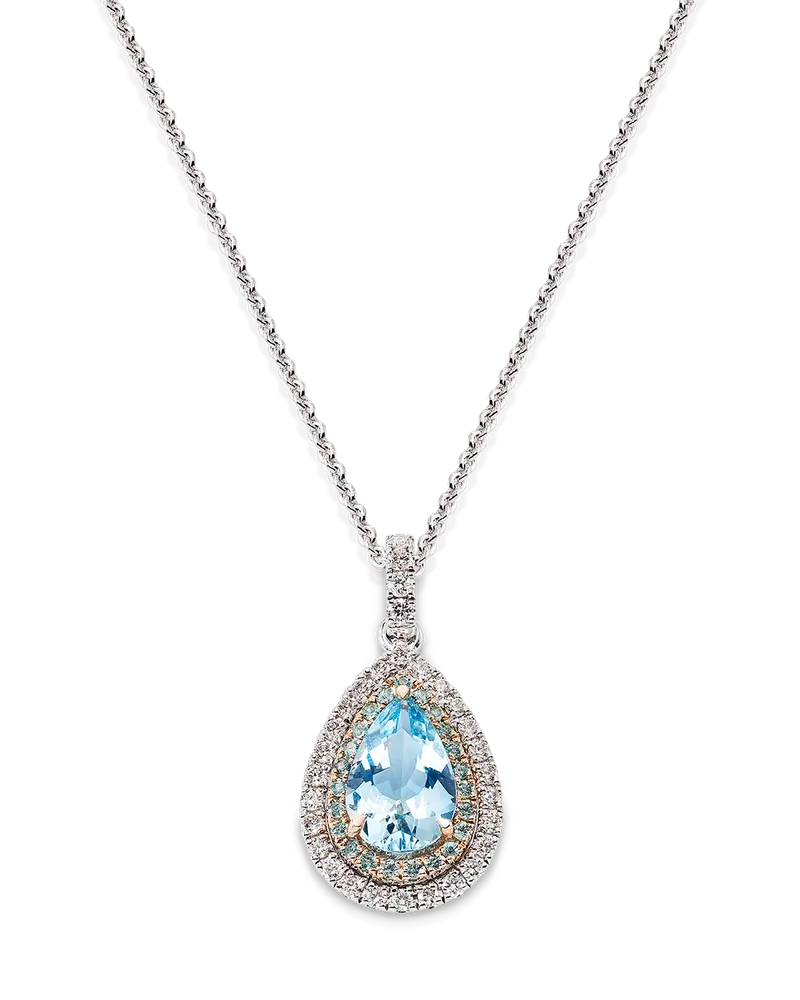 Colgante Gerais aguamarina, paraiba y diamantes, oro blanco