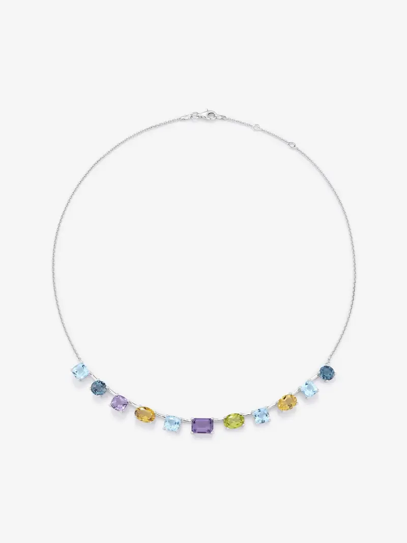 Colgante grande de plata 925 con gemas multicolor