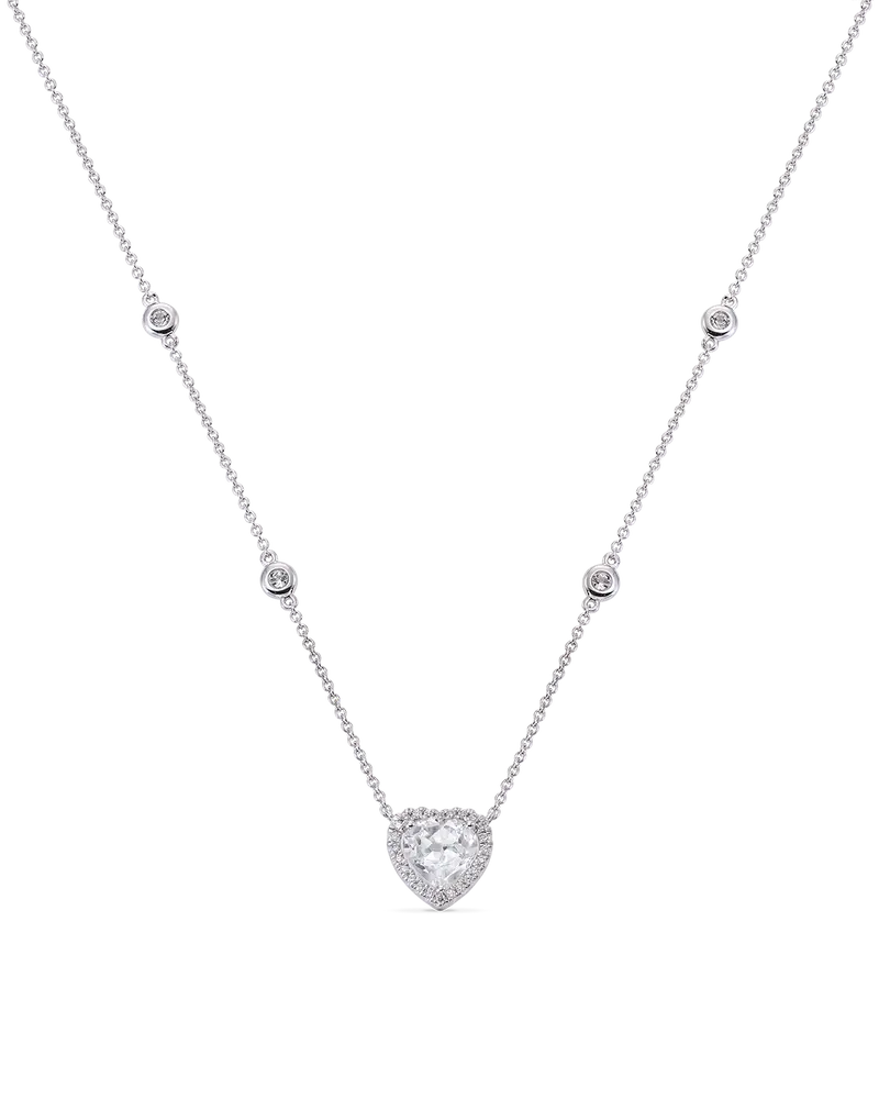 Colgante heart topacio blanco y diamantes, oro blanco