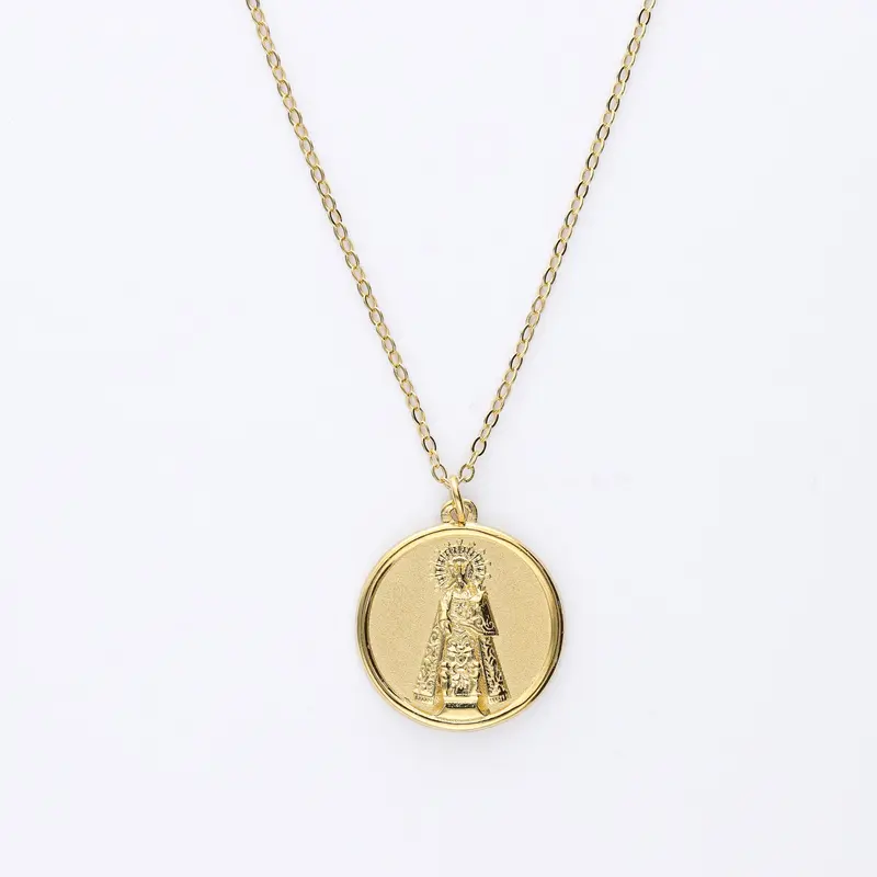 Colgante Medalla Virgen de los Desamparados plata de ley 925 bañada en oro 18K