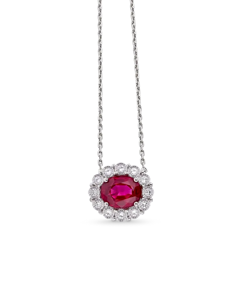 Colgante Mini Beauty rubí y diamantes, oro blanco