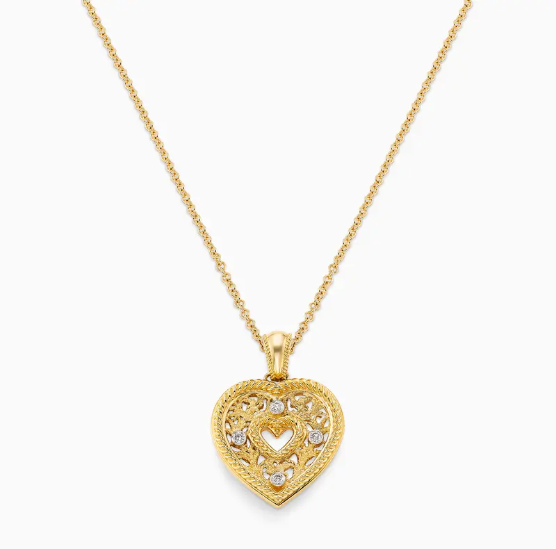 Colgante Nazarí corazón grande diamantes, oro