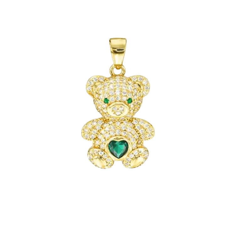 Colgante Oso circonitas plata de ley y baño de oro 18K