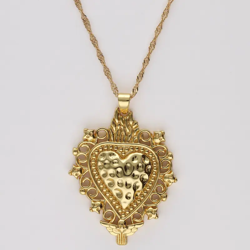 Colgante Sagrado Corazón Fe oro 4 cm