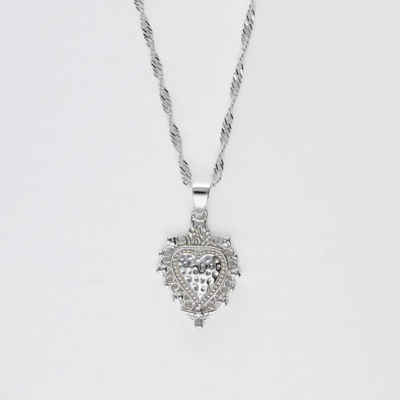 Colgante Sagrado Corazón Fe plata 2 cm