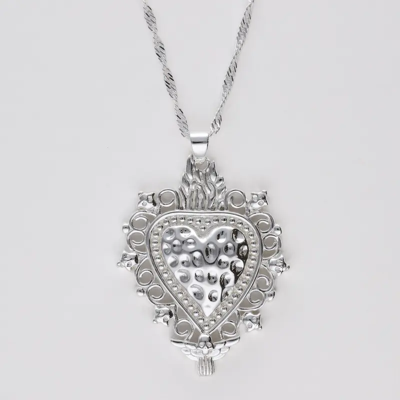 Colgante Sagrado Corazón Fe plata 4 cm