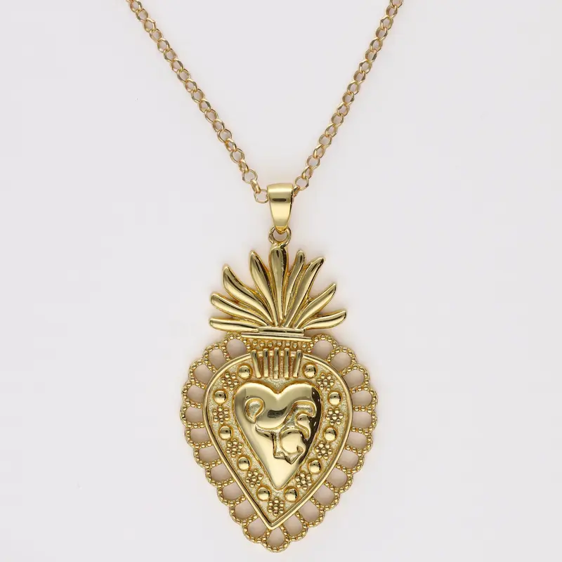 Colgante Sagrado Corazón oro 4 cm