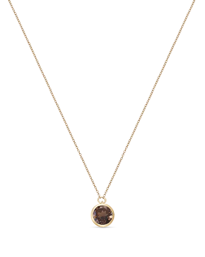 Colgante Sara cuarzo fumé, plata dorada