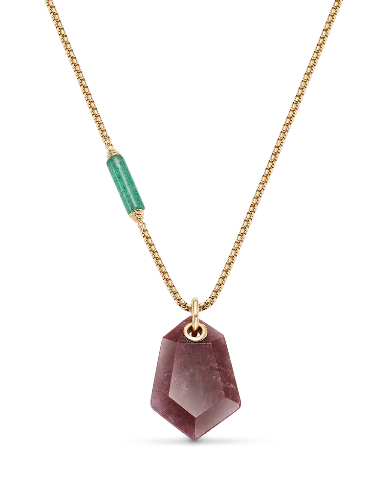 Colgante Sidney cuarzo rojo, plata dorada