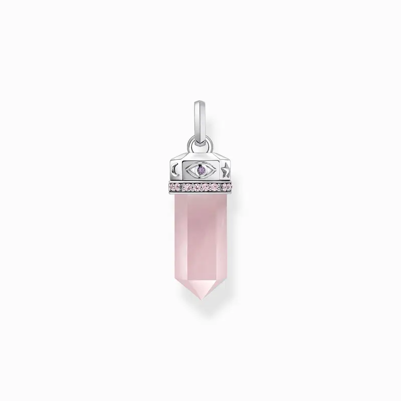 Colgante Thomas Sabo PE955-640-9 con cristal de cuarzo rosa, plata