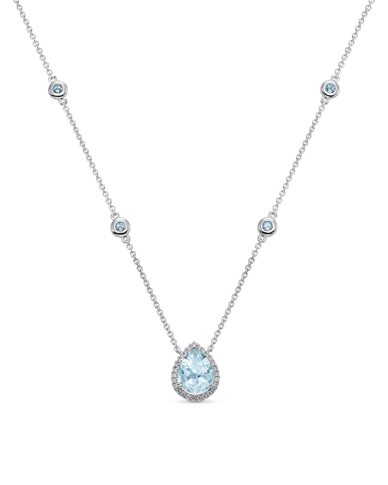Colgante Victoria Drop topacio azul y diamantes, oro blanco