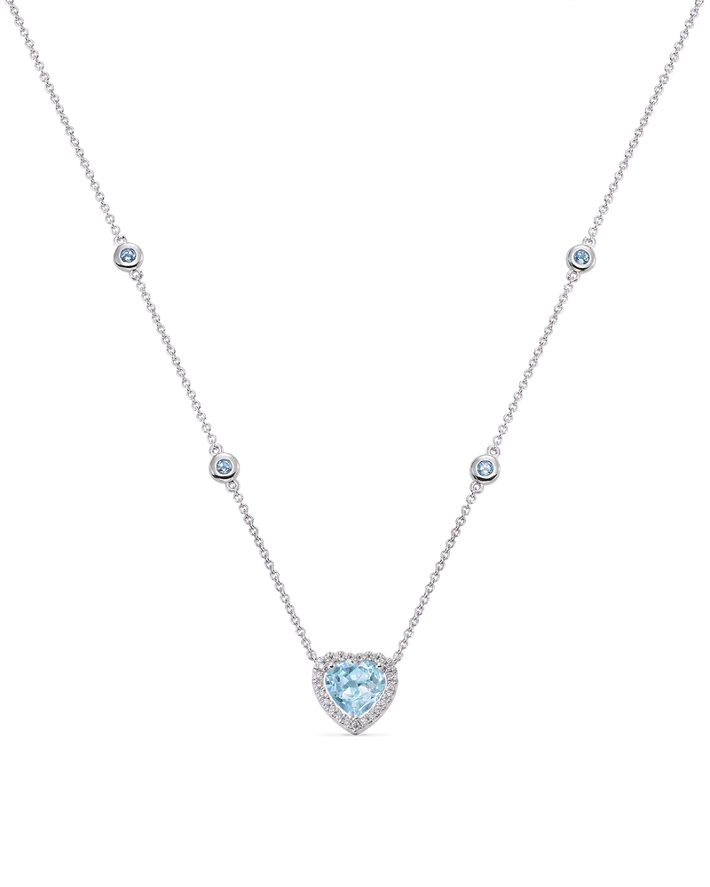 Colgante Victoria Heart topacio azul y diamantes, oro blanco