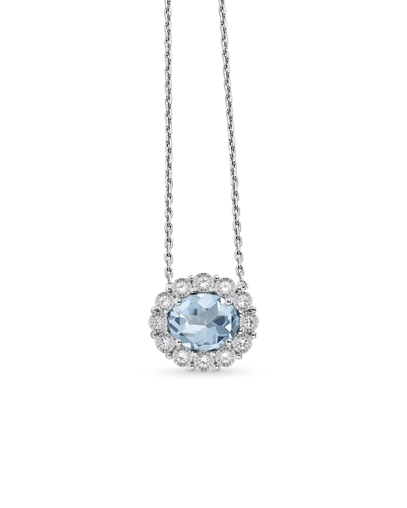 Colgante Victoria Mini topacio azul y diamantes, oro blanco