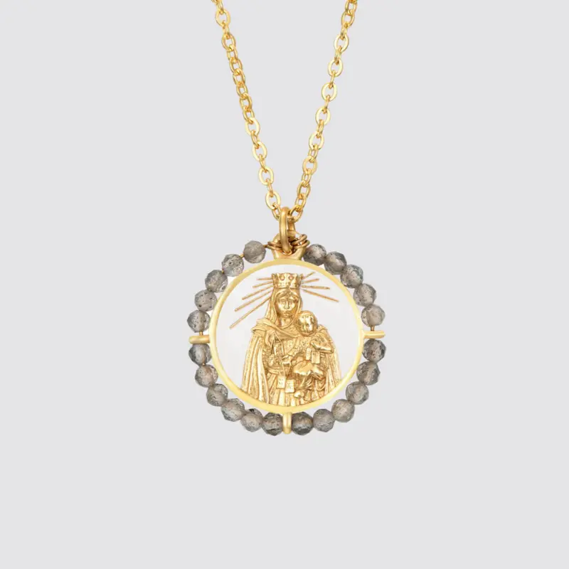 Colgante Virgen del Carmen Labradorita