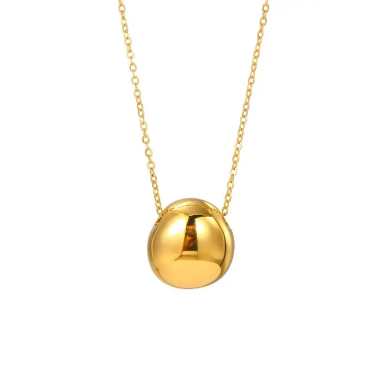 Collar acero charm dorado bola grande