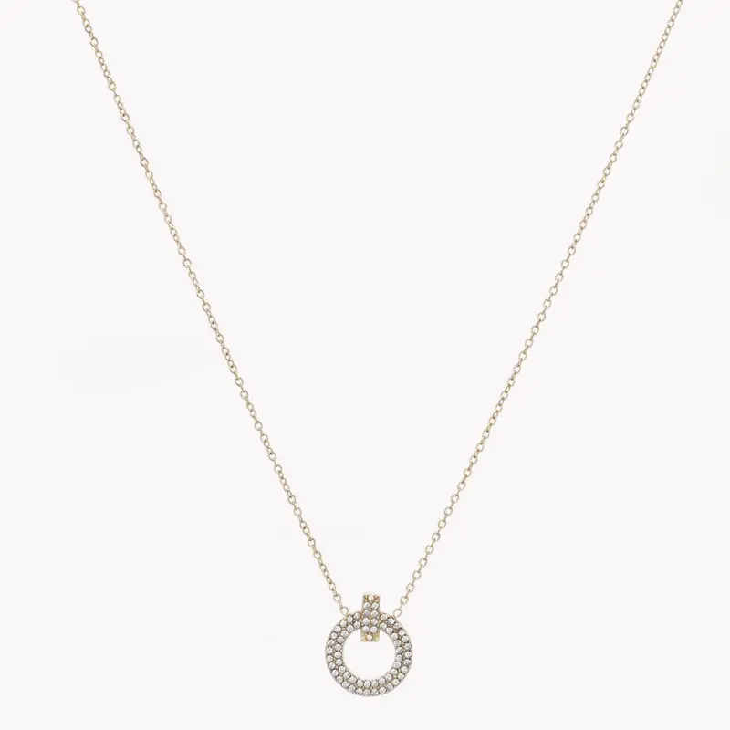 Collar acero inoxidable círculo oro con brillantes - mbyou
