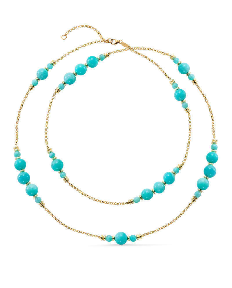 Collar Atlas amazonita, plata dorada