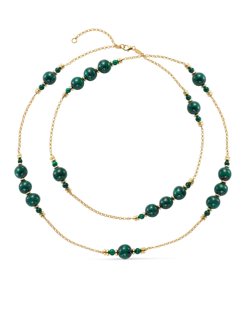 Collar Atlas malaquita, plata dorada