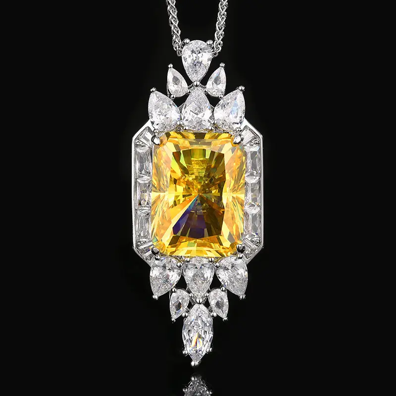 Collar Colgante Vintage con Diamante Amarillo