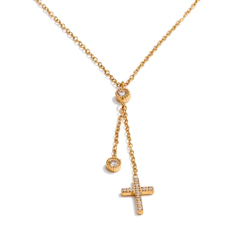 Collar con colgante de cadena extensible con circonita