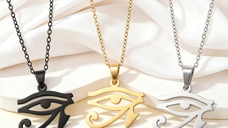 Collar con Colgante Ojo de Horus de Acero Inoxidable para Mujer