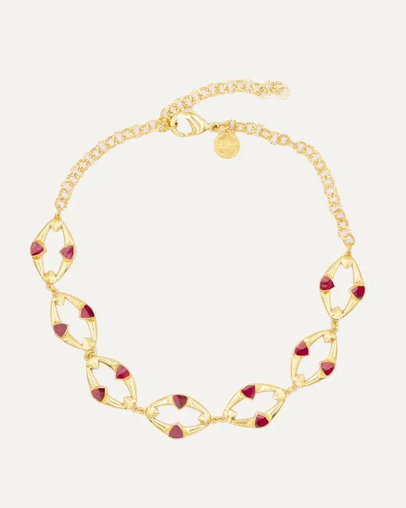 Collar Dahana Dorado Hatypara Roja