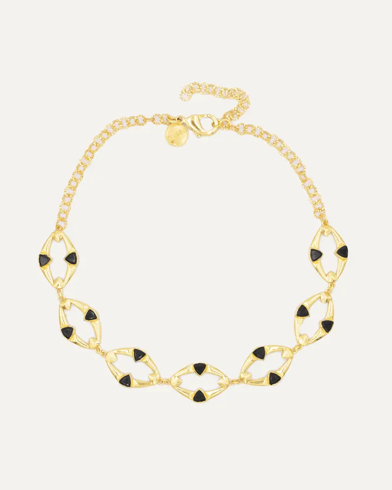Collar Dahana Dorado Onix Negro