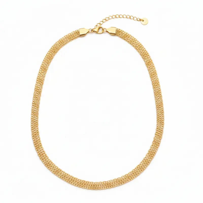 Collar de acero con cadena de malla en diferentes acabados