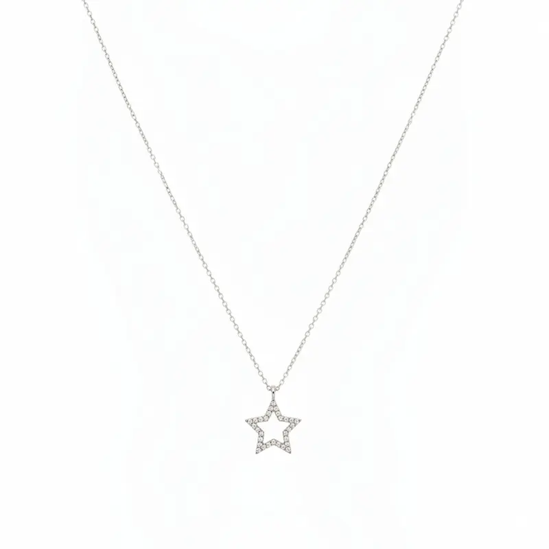 Collar de acero con dije de estrella con circonitas
