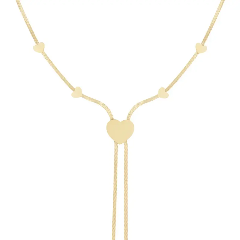 Collar de acero de malla con corazones y colgante