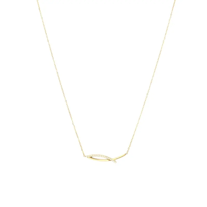 Collar de acero inoxidable con detalle de circonitas acabado oro - mbyou