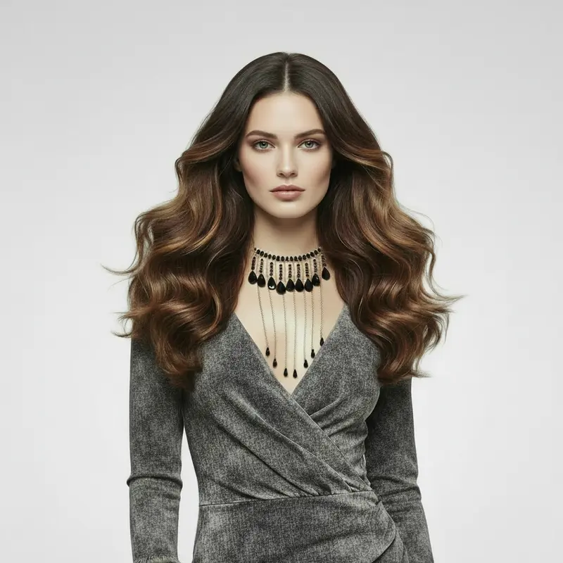 Collar de acero tipo choker con cuentas brillantes colgantes de diferentes largos