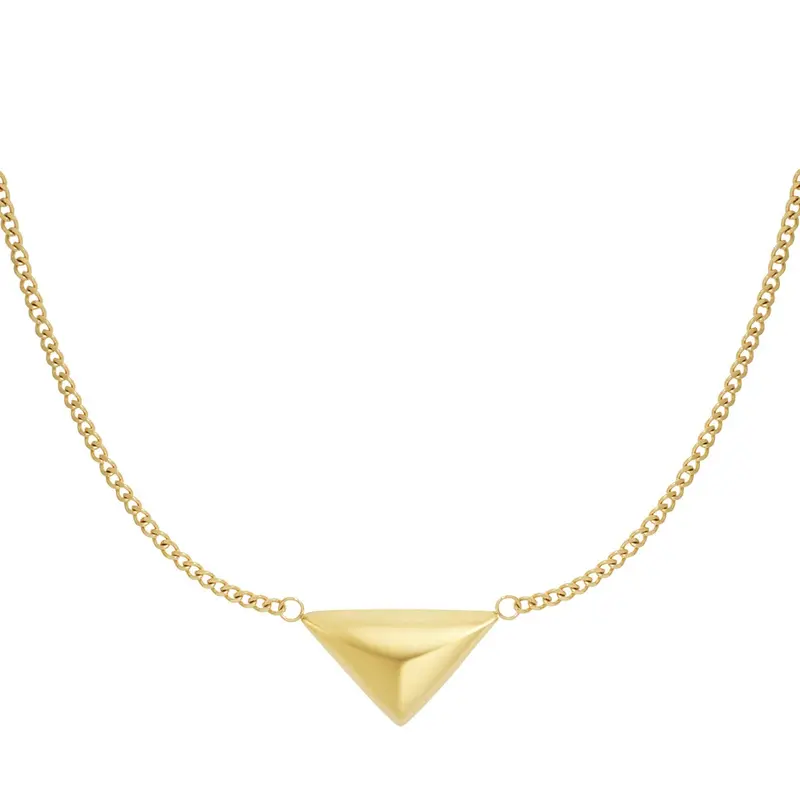 Collar de acero triángulo acabado oro