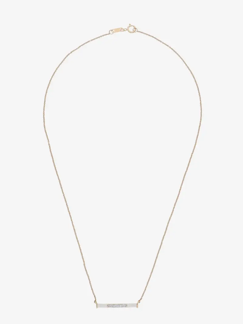 Collar de Barra con Esmalte Blanco y Topacio Blanco