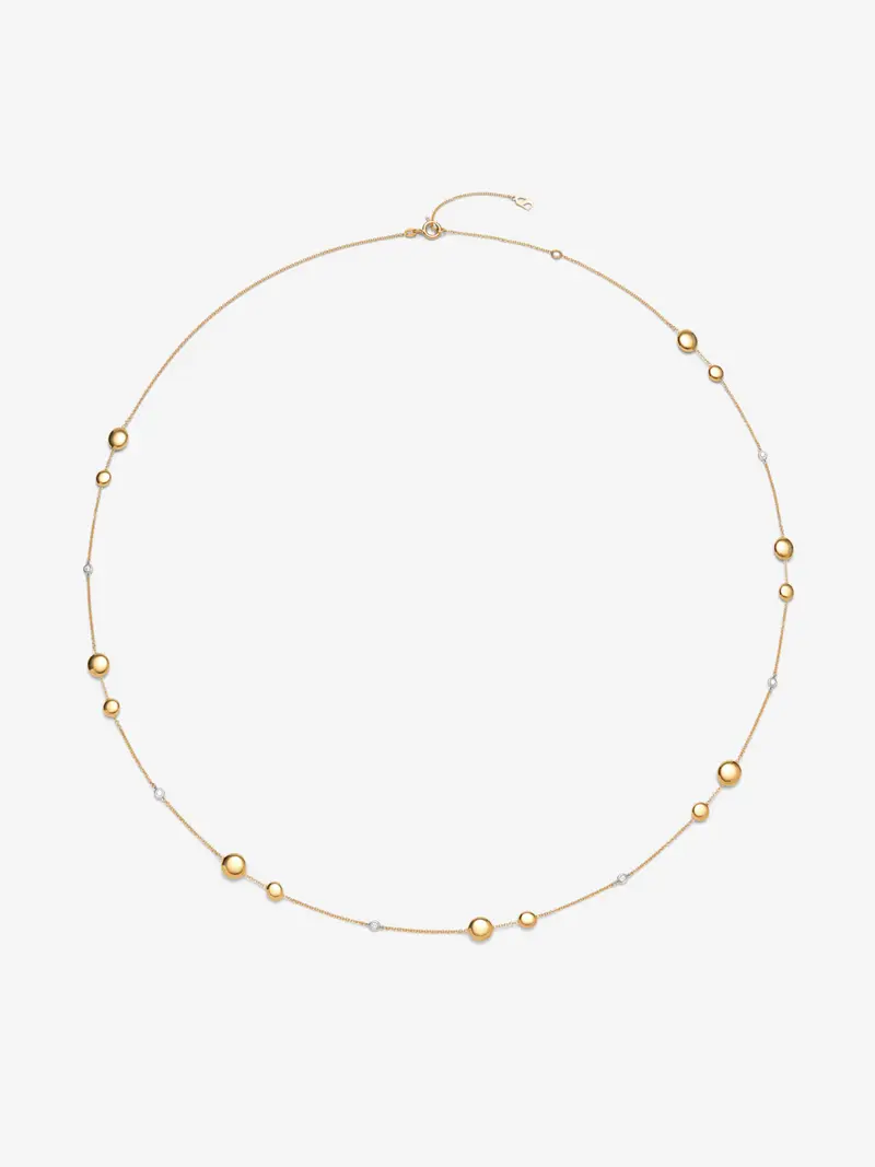 Collar de oro amarillo de 18K con 6 diamantes en talla brillante con un total de 0,21 cts