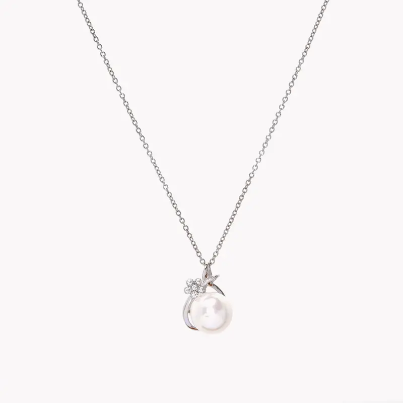 Collar de plata S925 con perla natural y circonitas - mbyou