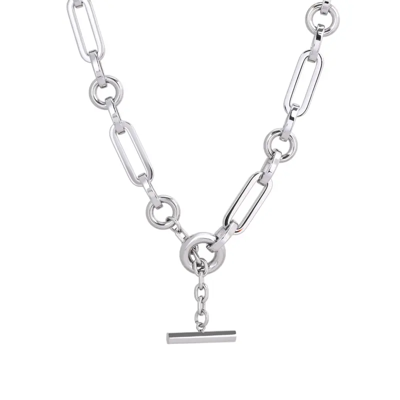 Collar en acero inoxidable con eslabones grandes acabado plata - mbyou