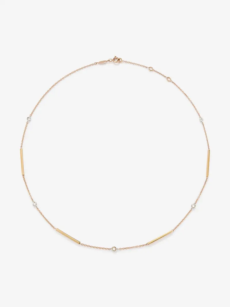 Collar gargantilla con barras de oro rosa de 18K y diamantes