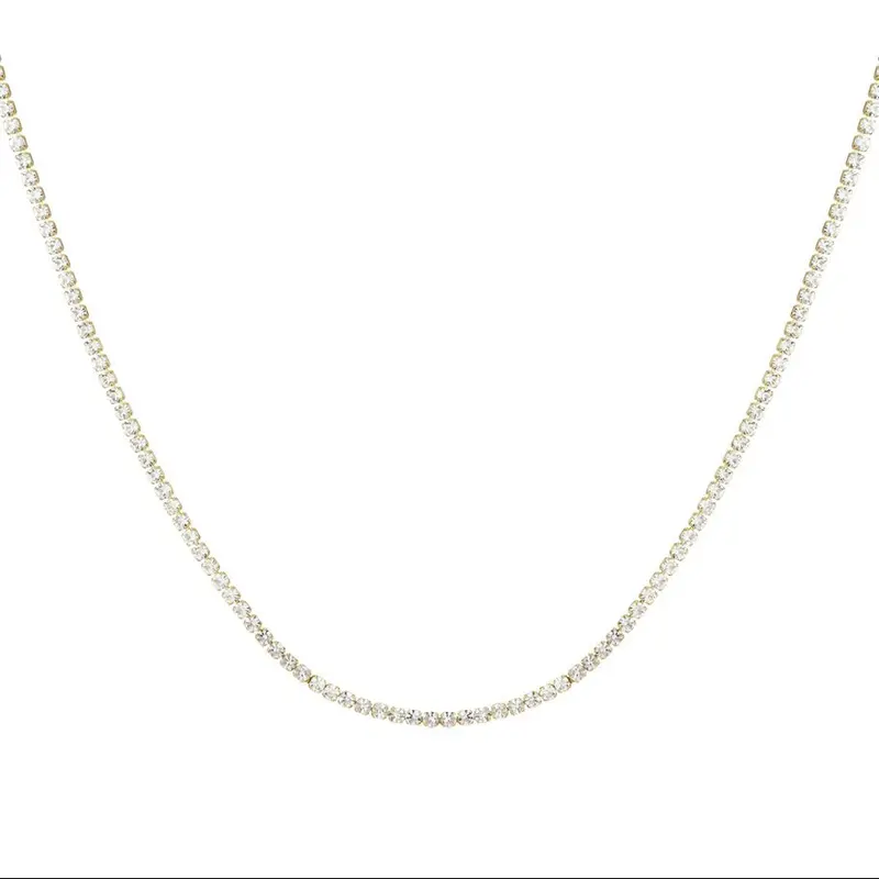 Collar gargantilla de acero con circonitas blancas y en acabado oro