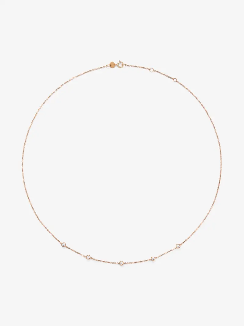 Collar gargantilla de oro rosa de 18K con diamantes