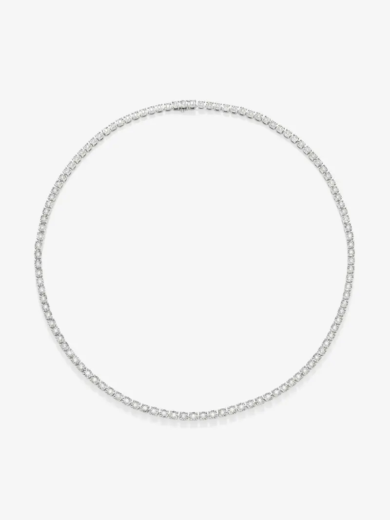 Collar gargantilla riviere de oro blanco de 18K con diamantes