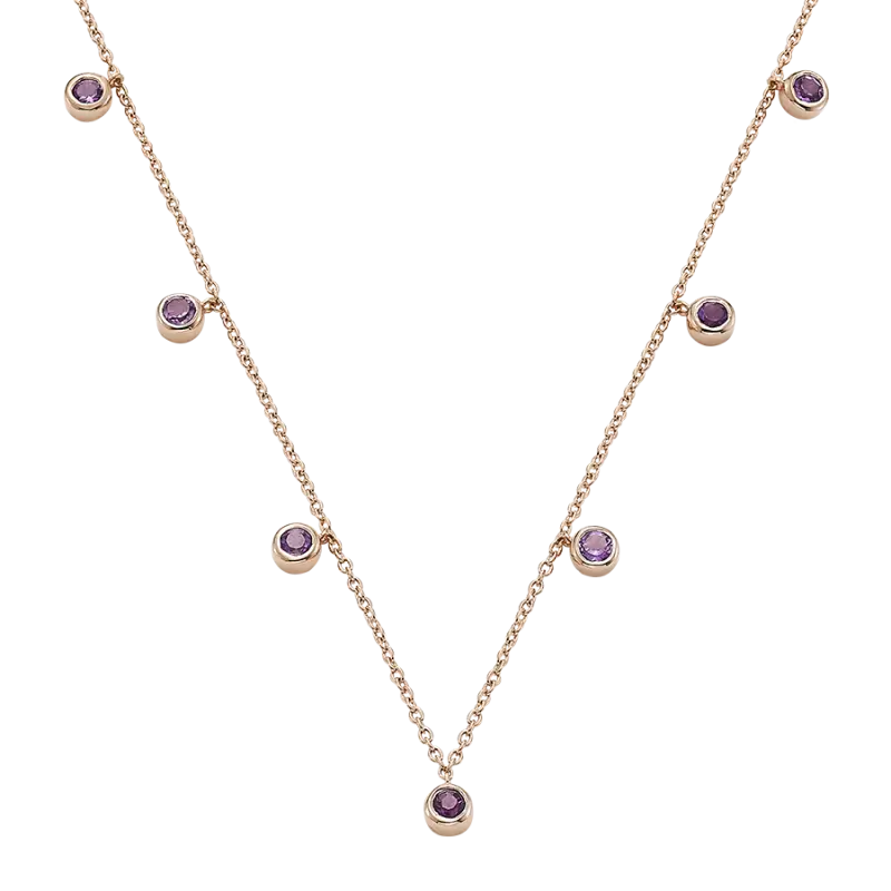Collar Gargola chatones amatista, plata rosa