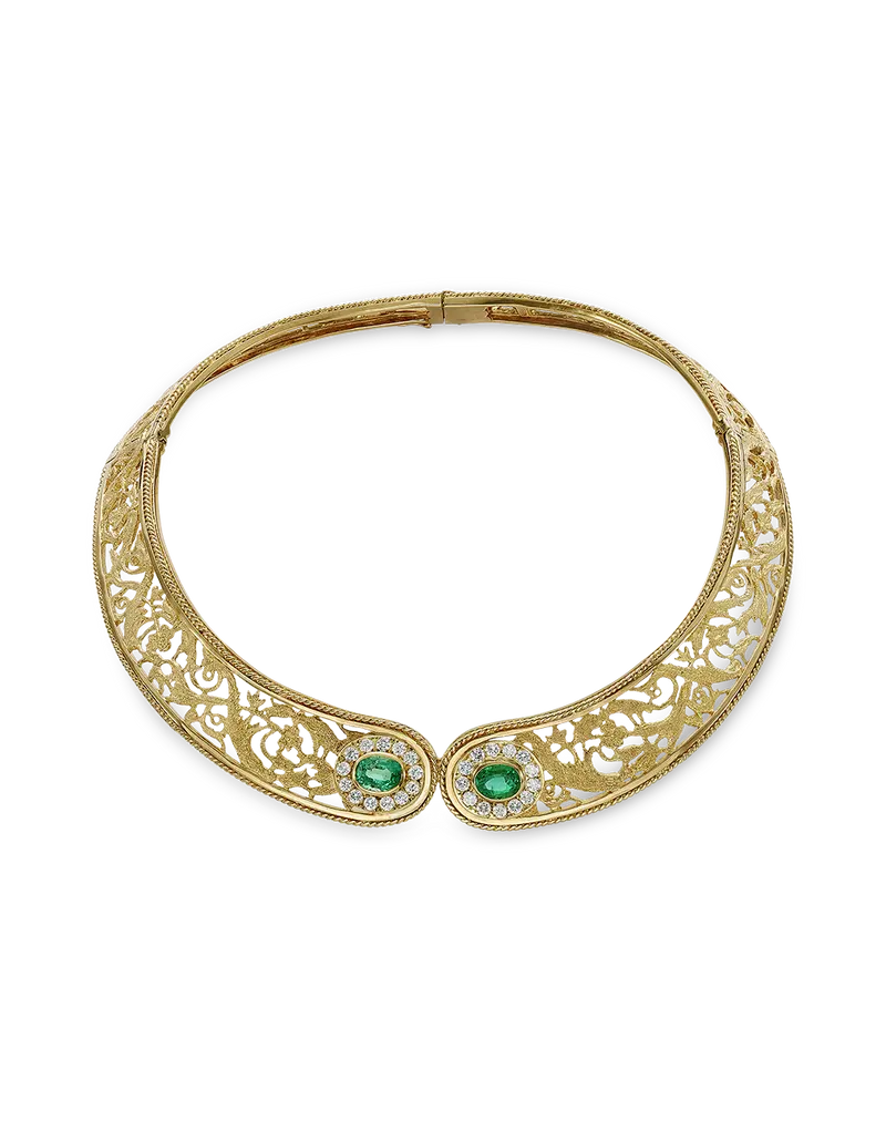 Collar Generalife esmeraldas y diamantes, oro